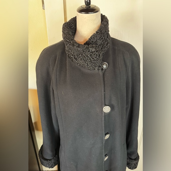 Vintage Wool and Cashmere Trench Coat 90’s Feminine Elegant Goth Duster noir - Picture 7 of 15